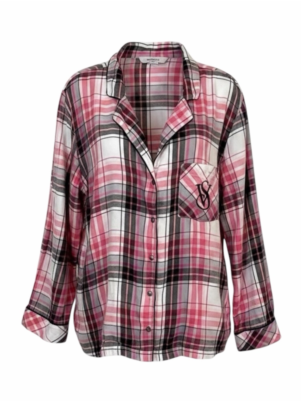 Victoria’s Secret VS Plaid Button Down Pajama Top Shirt M Loungewear